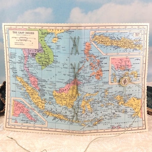 East Indies Map Travel Journal with Vintage 1920's Geography Map Including New Guinea Java Philippines and Singapore on Cover