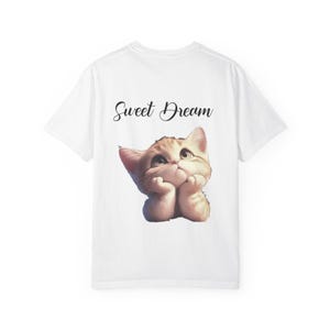Sweet Dream Cat T-shirt, Cozy Unisex Garment-Dyed Tee, Perfect for Cat Lovers, Relaxation, Sleepwear, Gifts for Cat Owners