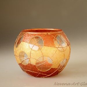 Sphere Glass Vase Hand Painted Centerpiece Candle Holder Pot image 8