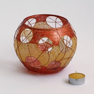 Sphere Glass Vase Hand Painted Centerpiece Candle Holder Pot image 6