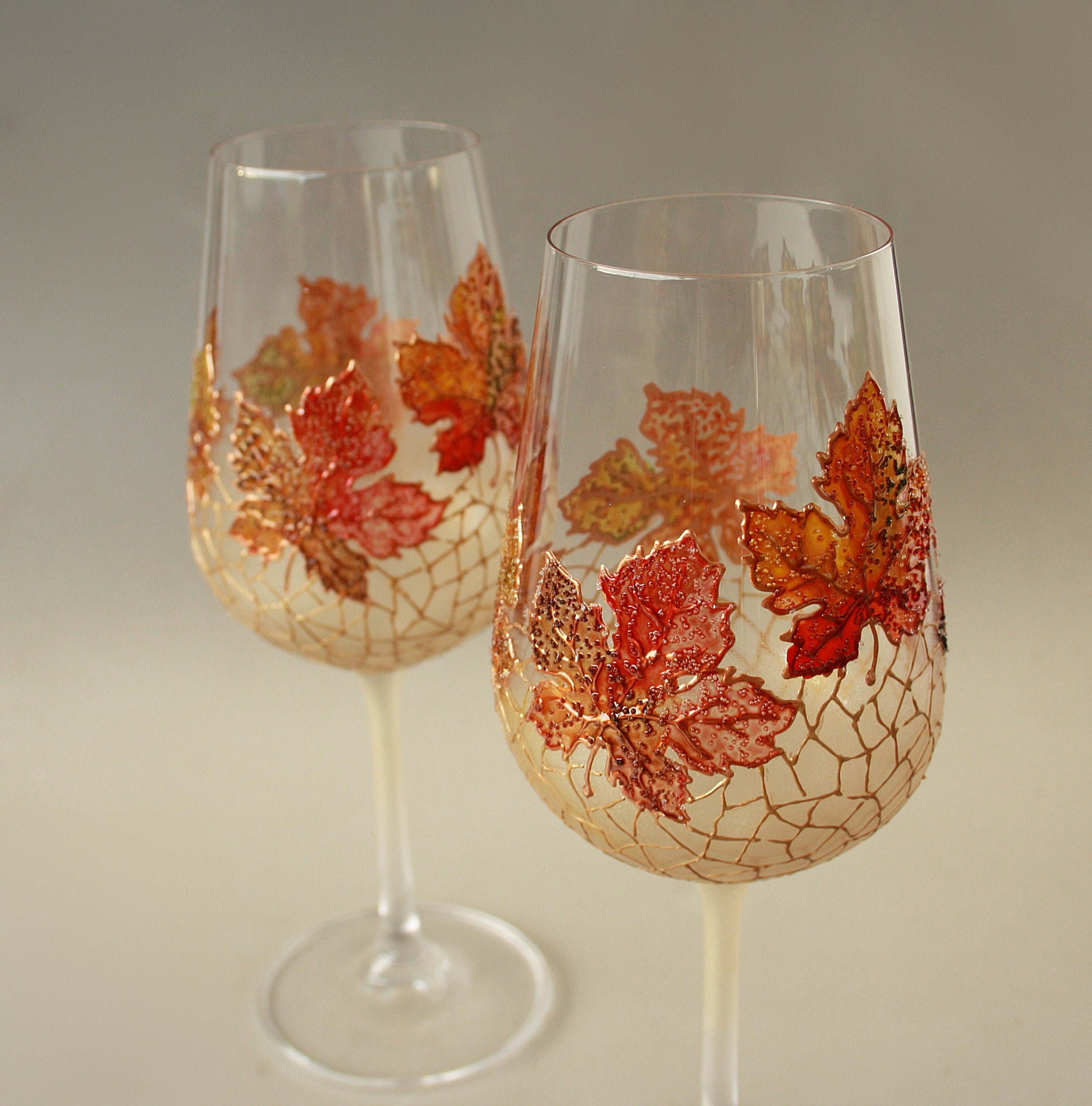 Jeweled Autumn Trees Wine Glass