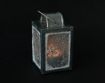 Winter Lamp Snowflake Candle Holder Ice Snow Hand-painted