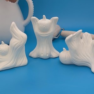 Vintage Ready to Paint Bisque-ware 3 piece Ghosts Set