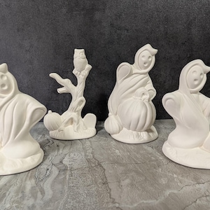 Vintage Ready to Paint Bisque-ware 4 piece Ghosts Set