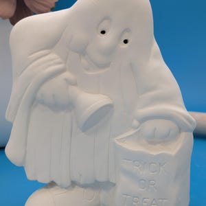 Vintage Ready to Paint Bisque-ware Trick or Treat Ghost Blinkie