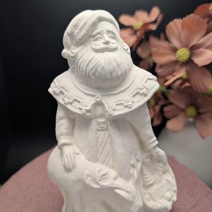Vintage *RARE* Gare Ready to Paint Bisque-ware 6&quot; Santa “Small Santa with Deer&quot; #2250