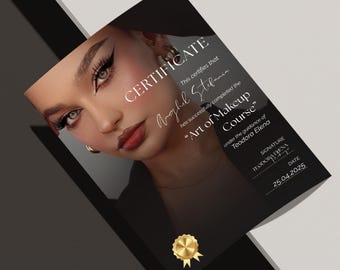 Editable Beauty Certificate Template | Canva Diploma for Trainers & Academies