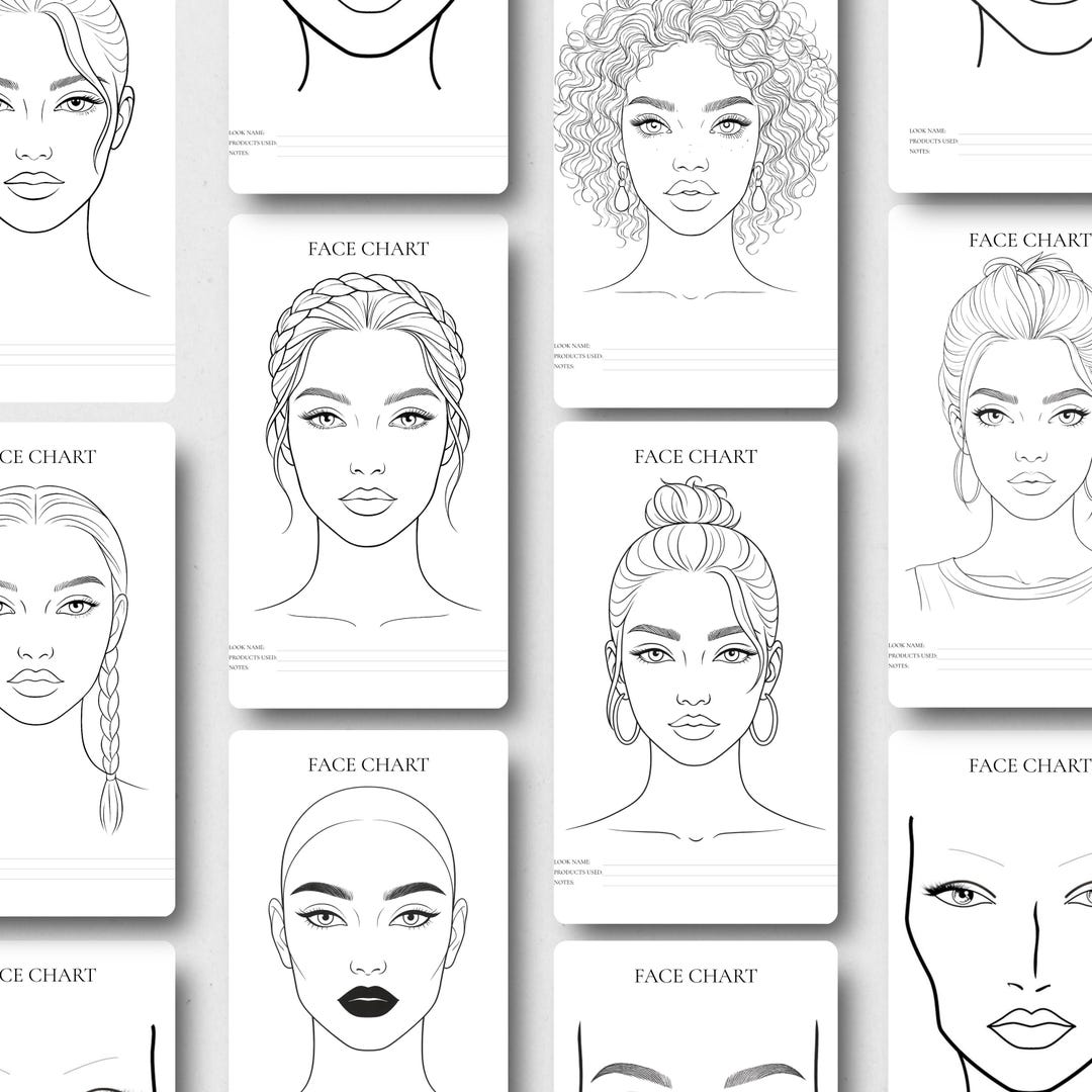 Makeup Artist Face Chart Kit | Editable Canva Templates for MUA ...