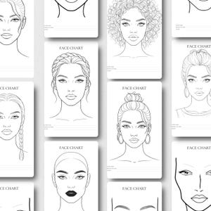 Makeup Artist Face Chart Kit | Editable Canva Templates for MUA Practice