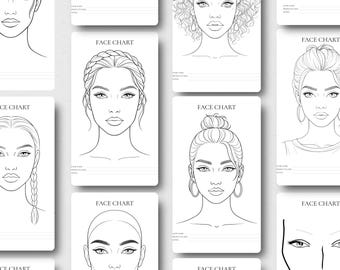 Makeup Artist Face Chart Kit | Editable Canva Templates for MUA Practice