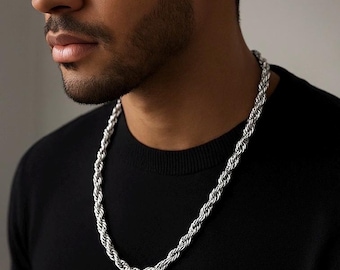 Collar de cadena de acero inoxidable con eslabones trenzados de Singapur, joyería punk rock unisex, 2-3-4-5-6 mm