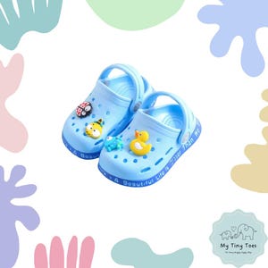 Baby Croc-Style Multicolor Summer Shoes Boys Girls, Summer Sandals with Cartoon Charms, Infant Slip-On Clog Sandals, Kids Croc-Style Shoes