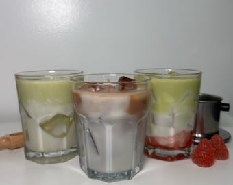 Kerze Eiswürfel | Kaffee| Matcha Erdbeere| Grüner Tee | Realistische Dessert Kerze | Ästhetische Trinkkerze | Handgemachtes Geschenk