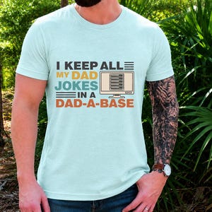 Dad-A-Base computerwoordspeling T-shirt, retro tech humor T-shirt, cadeau voor programmeur
