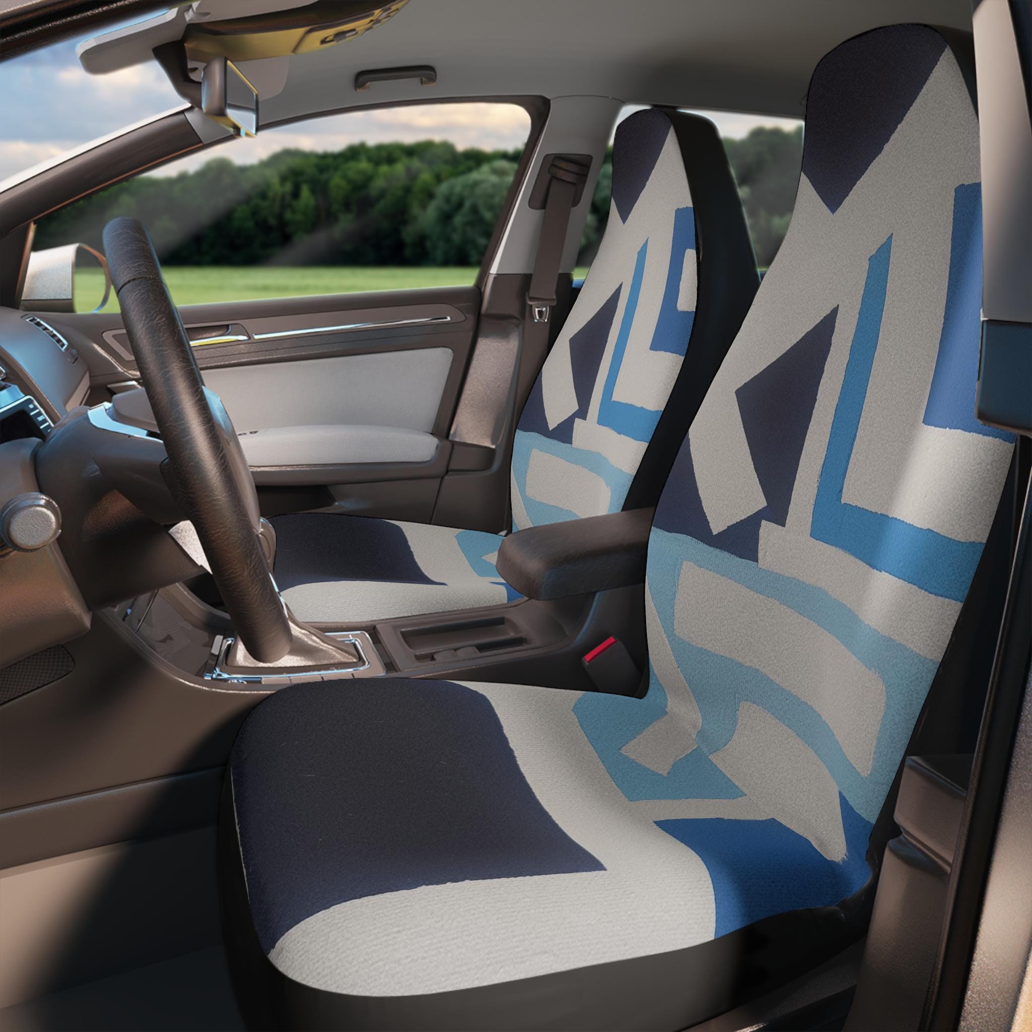 Modern Geometry Car Seat Covers: Durable Polyester, Auto Decor