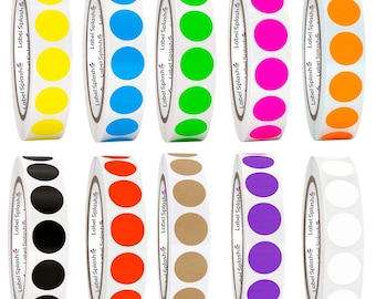 Etiquetas adhesivas redondas fluorescentes: codificación por colores neón, organización, inventario (3/4 de pulgada)