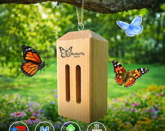 Schmetterling Haus für Garten Holz Schmetterlingsheim Outdoor Garten Dekor Bestäuber Haus Hof Dekoration Garten Geschenk Handgemacht USA