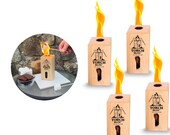 Swedish Torch Fire Log – Portable Campfire for S'mores, Camping, Outdoor Cooking (4 Pack)