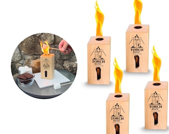 Tronco de fuego sueco tipo antorcha – Fogata portátil para s'mores, acampada y cocina al aire libre (paquete de 4)