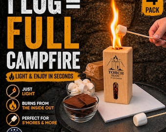 Swedish Torch lägereldsved, bärbar mini-eldved för camping, eldstad, s'mores, trädgårdseld, matlagning utomhus, tillverkad i USA (4-pack)