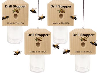 Carpenter Bee Trap Outdoor – Wood Bee Trap for Carpenter Bees – Natural Control – Deck, Shed, Fence – Made in USA - 4 Pack