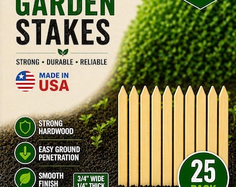 12-tums träpinnar: Tillverkade i USA, ugnstorkade, växtpinnar, trädgårdsmarkörer