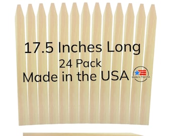 17,5" träträdgårdspinnar – Tillverkade i USA, ugnstorkade träpinnar – Växtmarkering, Hembygd, Gård, Tomatpinnar, Trädgårdsmarkörer – 24-pack
