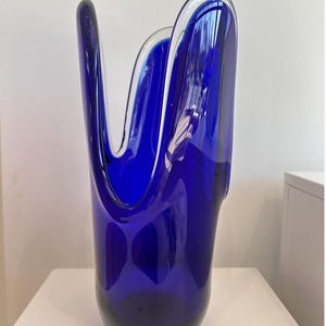 Cobalt Blue Hand Blown Glass Vase
