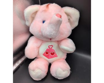 Vintage 1984 Kenner Care Bears Cousin Lotsa Heart Elephant Plush Pink EUC
