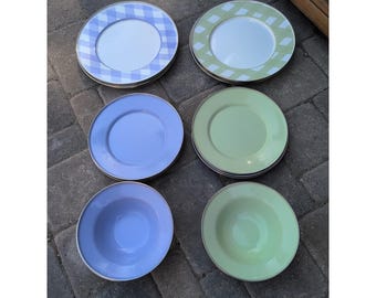 Formation Williams Sonoma emaille metaal emaille lavendelgroen geruit 24 st