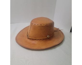 Vintage Western Leather And Silver Cowboy Hat Size 11 Made In Mexico New WOT