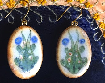 Hand Painted Vintage Ceramic Koi Fish Dangles.