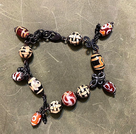 Handmade beaded Bracelet with Stone and Ceramic B… - image 4