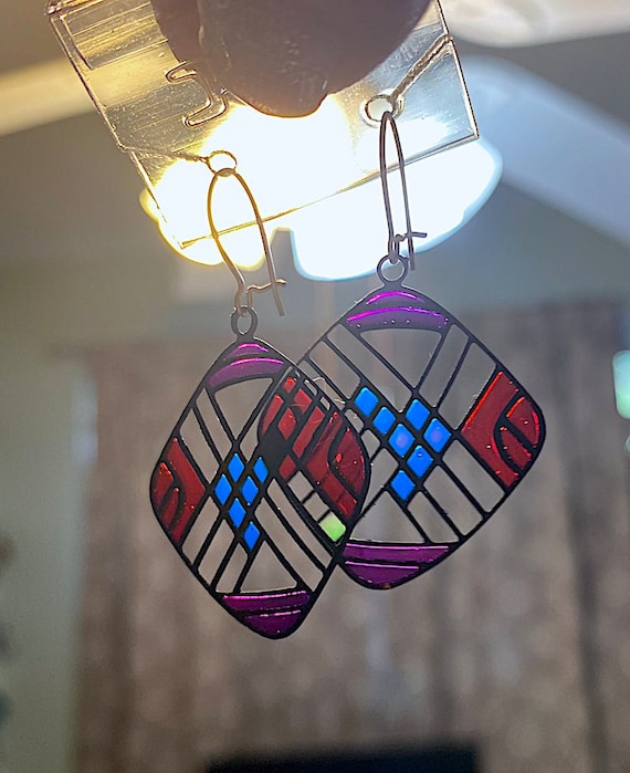 Vintage Kim Craftsman Handmade Stain Glass, Enameled … Gem