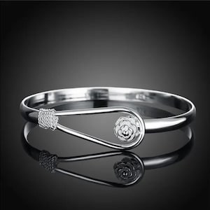 Coastal Bloom Sterling Silver Rose Cuff Bracelet