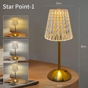Crystal LED Rechargeable Table Lamp – Dimmable Night & Reading Light
