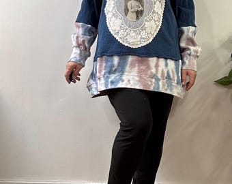 XL-1X/ The last chance in June/ Recycled top/ Vintage cotton lace/Boho / Country living / Cottage Chic #72