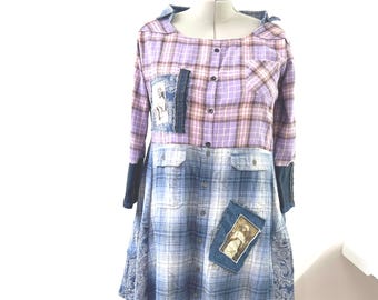 Size: 1X/#13/A Friend's Charm Dress / Shabby Chic / Rustic / Upcycled / Boho / Country living / Cottage Chic #