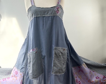 Size:  L-XL/#89/Upcycled men’s shirts jumper dress/ Midnight on the Other Side of Us/11.3/