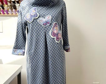 Size: M-L/ #45/A butterfly Dress/Shabby Chic / Eco / Rustic / Upcycled / Boho / Country living / Cottage Chic