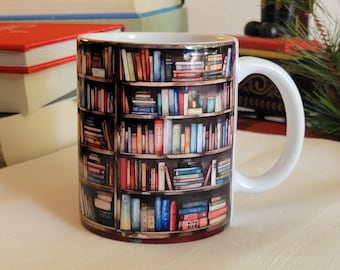 Bookcase Dreams Mug | Colorful Bookshelf Design | Gift for Readers | Cozy Chapters Collection | Book Lover Coffee Mug 11oz