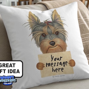 Personalized Yorkshire Terrier Pillow: Custom Message Dog Lover Gift