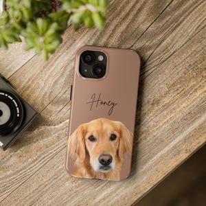 Personalized Dog Phone Case, Tough Pet Phone Cover with Golden Retriever, Unique Gift for Dog Lovers, Name Pet Design, Customizable Dog Mom