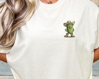 Zabawna koszulka z nadrukiem „Cowboy Pickle Comfort Colors” – koszulka z grafiką w stylu western