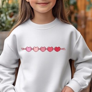 Heart Garland Youth Apparel Sweet Pink Red Aesthetic Kids Graphic Top Cute Giftable Design Trendy Kid Core Kawaii Love Theme Everyday Style
