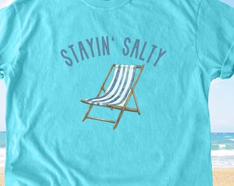Stayin' Salty Beach T-Shirt: Retro Coastal Comfort Colors Tee