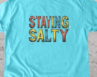 Camiseta vintage "Staying Salty": playera retro playera de colores cómodos