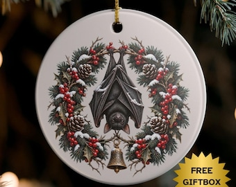 Vintage horror Bat Wreath Ornament Gothic Christmas Décor Holiday Gift