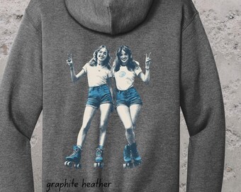 Retro roller sweater meisjes print op de achterkant vintage skater esthetiek jaren 70 stijl grafische top groovy cadeau coole retro vibes