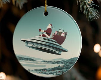 奇妙なサンタUFOクリスマスオーナメント：エイリアン誘拐ホリデー